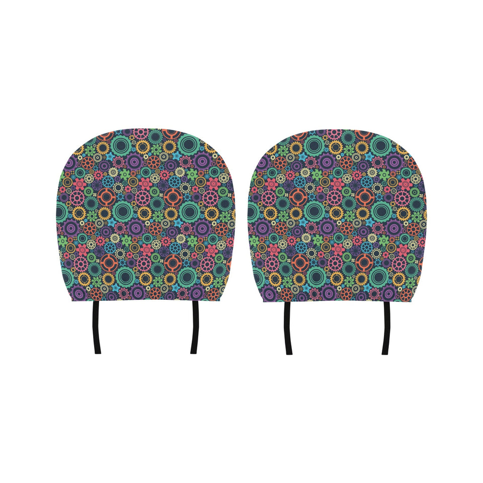 Gear Pattern Print Design 02 Car Headrest Cover