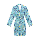 Swallow Pattern Print Design 05 Women's Long Sleeve Belted Night Robe