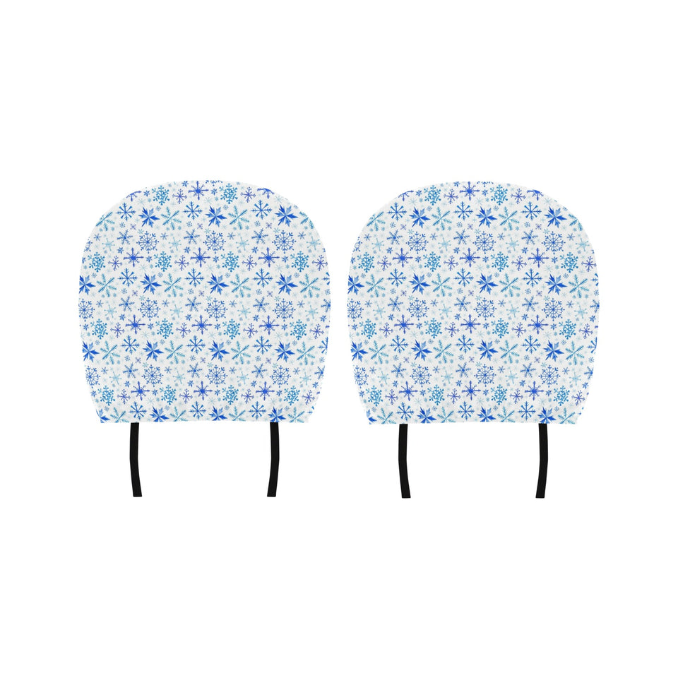 Blue Snowflake Pattern Car Headrest Cover