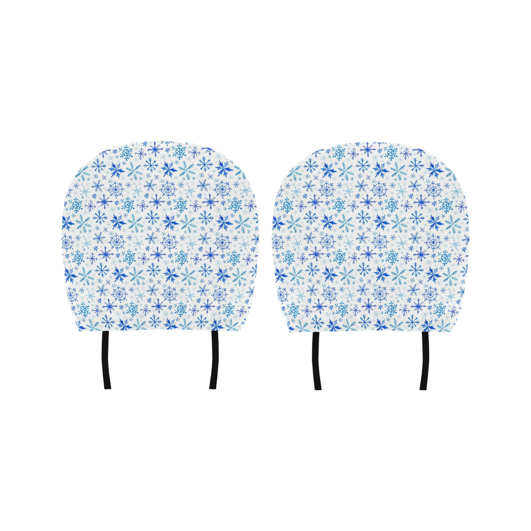 Blue Snowflake Pattern Car Headrest Cover