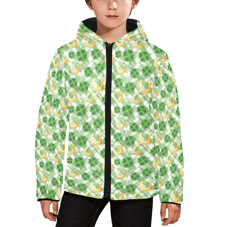 Horseshoes Pattern Print Design 05 Kids' Boys' Girls' Padded Hooded Jacket