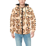 Pretzels Pattern Print Design 02 Men's Padded Hooded Jacket(ModelH42)