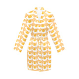 Fried Eggs Pattern Print Design 04 Women's Long Sleeve Belted Night Robe