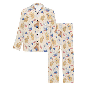 Teddy Bear Pattern Print Design 01 Men's Long Pajama Set