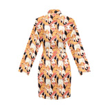 Squirrel Pattern Print Design 04 Women's Long Sleeve Belted Night Robe