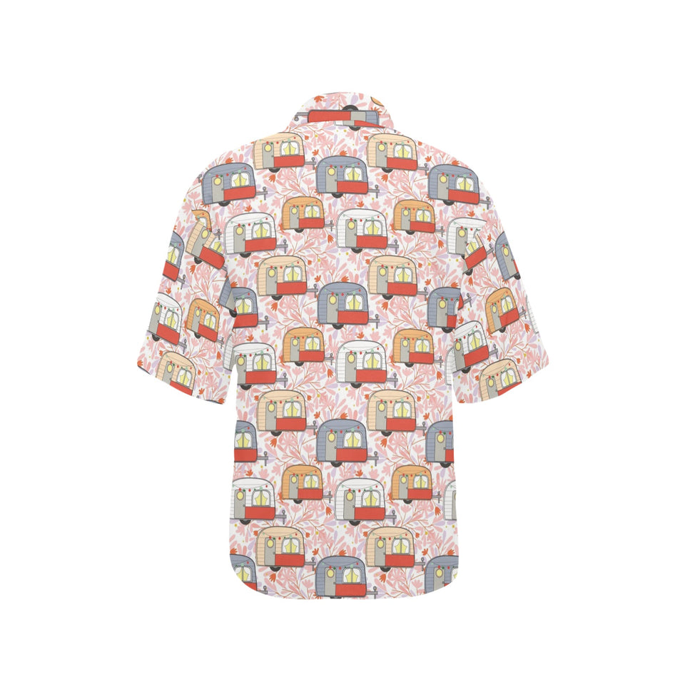 Camper Van Pattern Print Design 01 Women's All Over Print Hawaiian Shirt