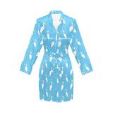 Pelican Pattern Print Design 02 Women's Long Sleeve Belted Night Robe