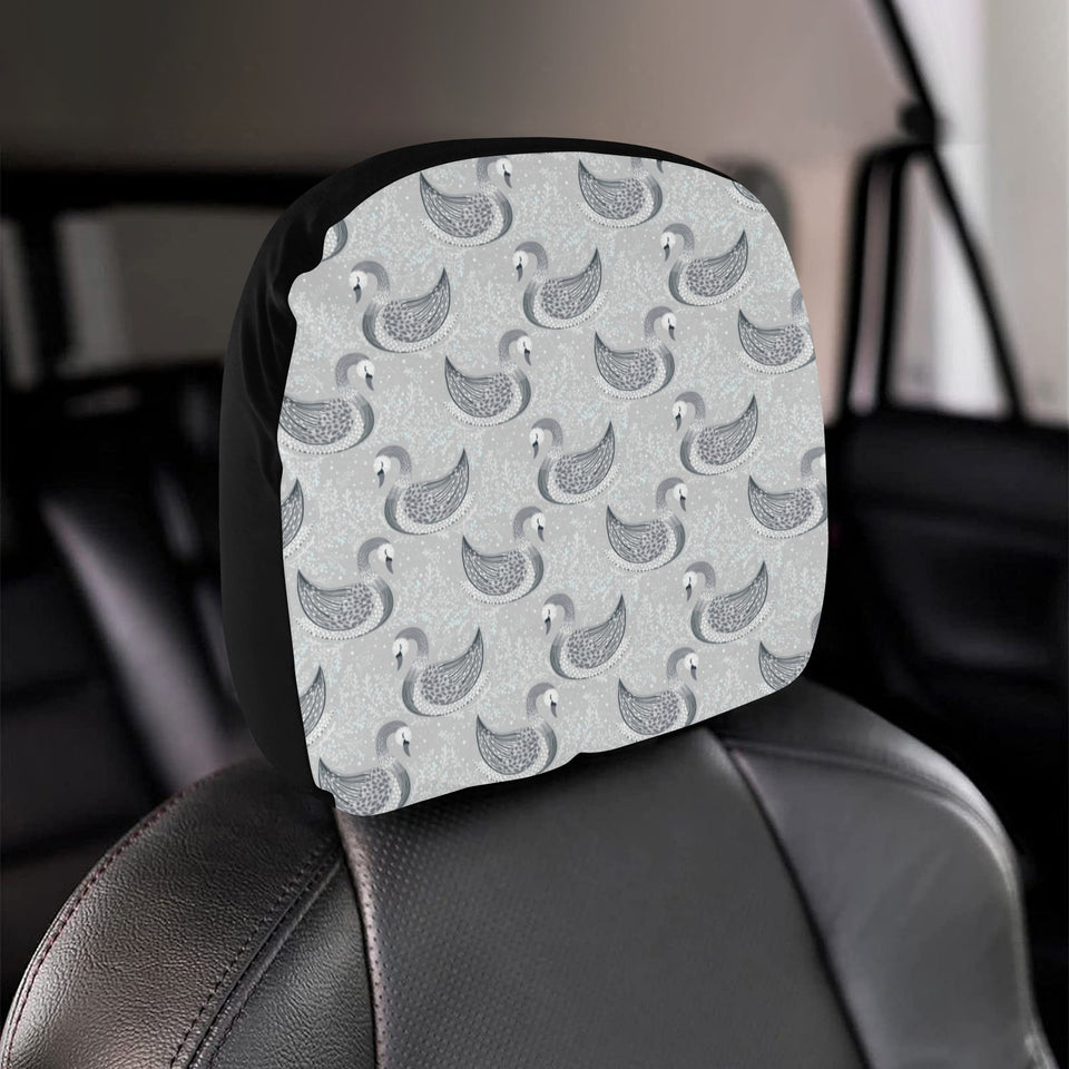 Swan Gray Pattern Car Headrest Cover