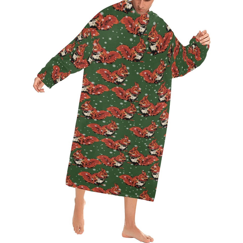 Squirrel Pattern Print Design 03 Blanket Robe with Sleeves