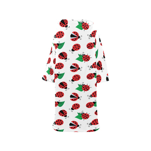 Ladybug Pattern Print Design 01 Blanket Robe with Sleeves