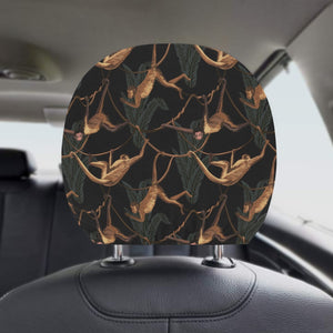 Monkey Pattern Black Background Car Headrest Cover