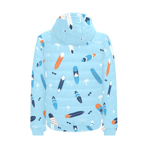 Surfboard Pattern Print Design 05 Men's Padded Hooded Jacket(ModelH42)