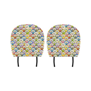 Colorful Daruma Pattern Car Headrest Cover