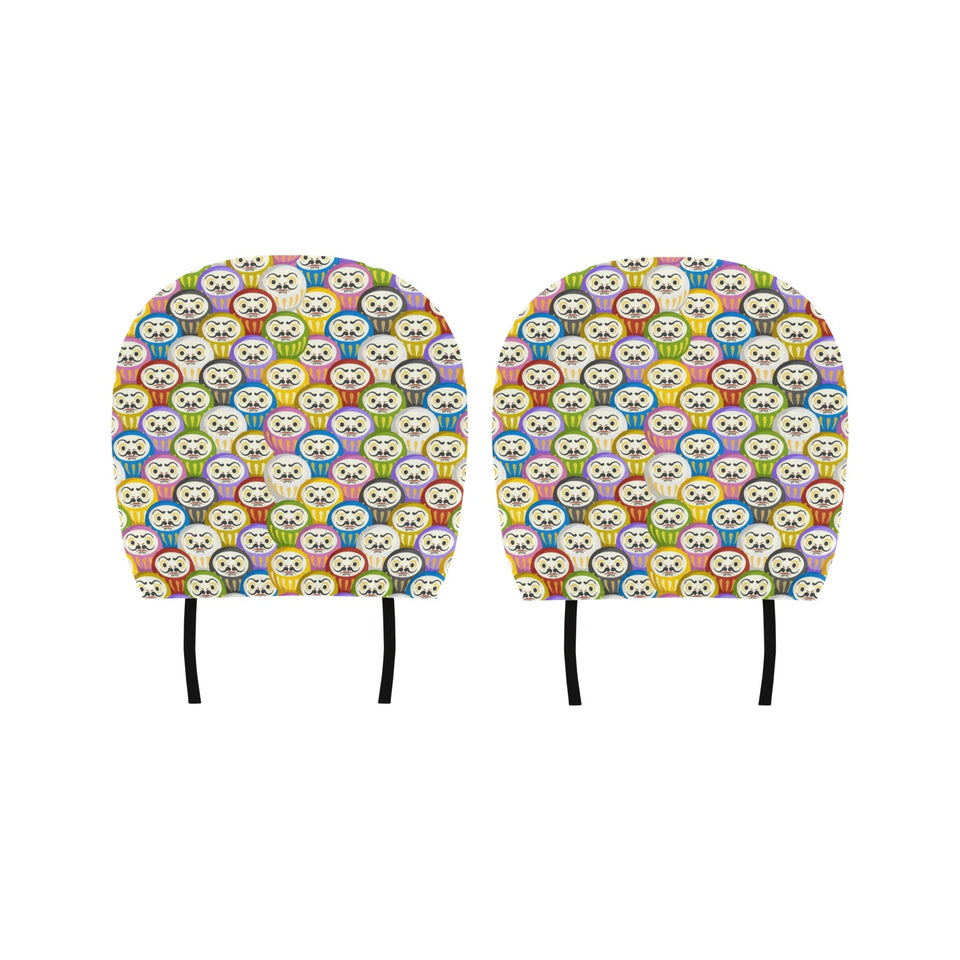 Colorful Daruma Pattern Car Headrest Cover