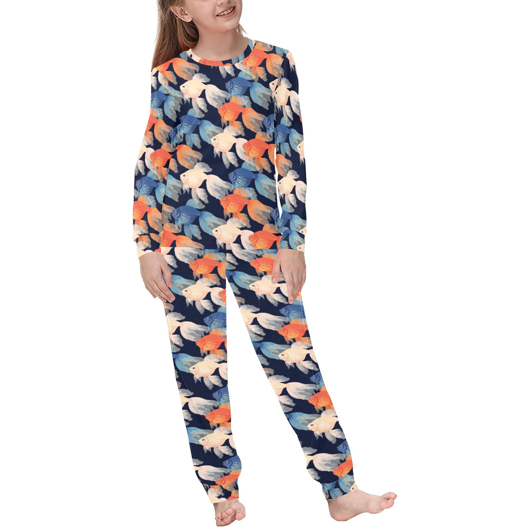 Goldfish Pattern Print Design 04 Kids' Boys' Girls' All Over Print Pajama Set