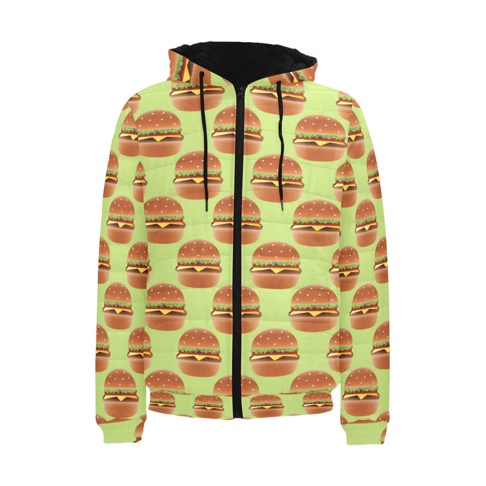 Hamburger Pattern Print Design 02 Men's Padded Hooded Jacket(ModelH42)