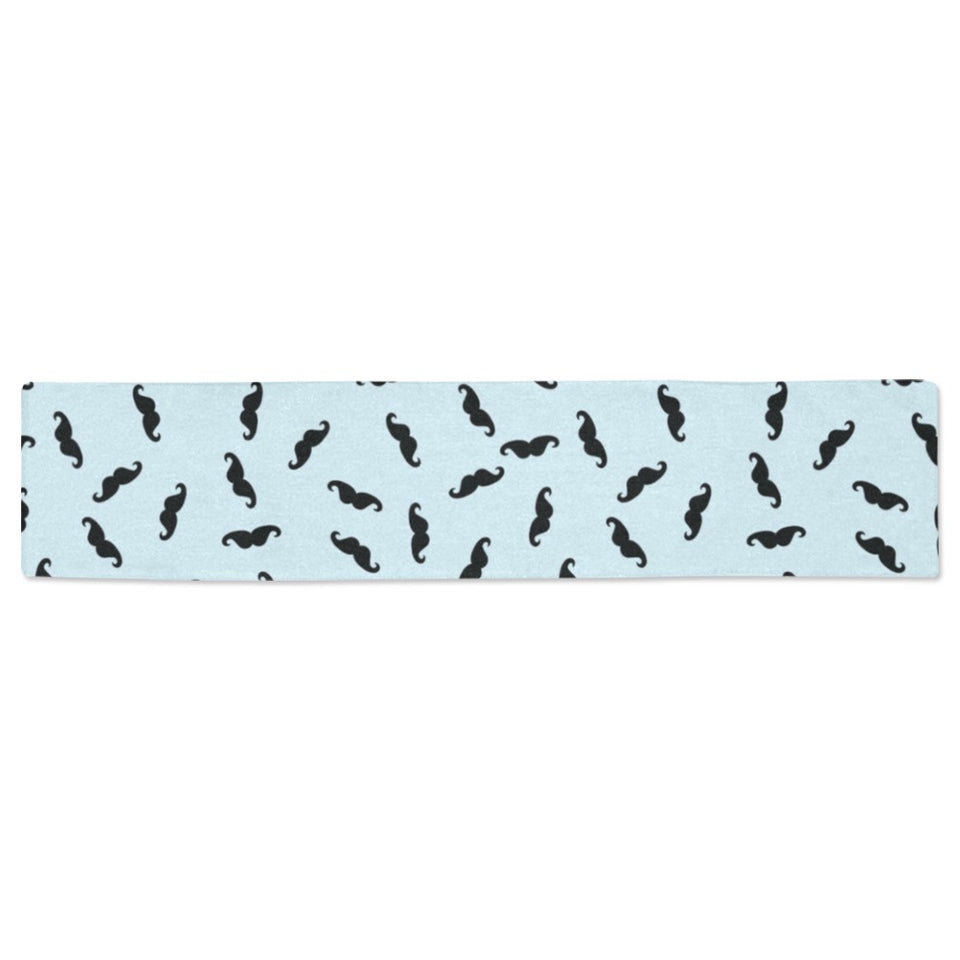 Mustache Beard Pattern Print Design 03 Table Runner