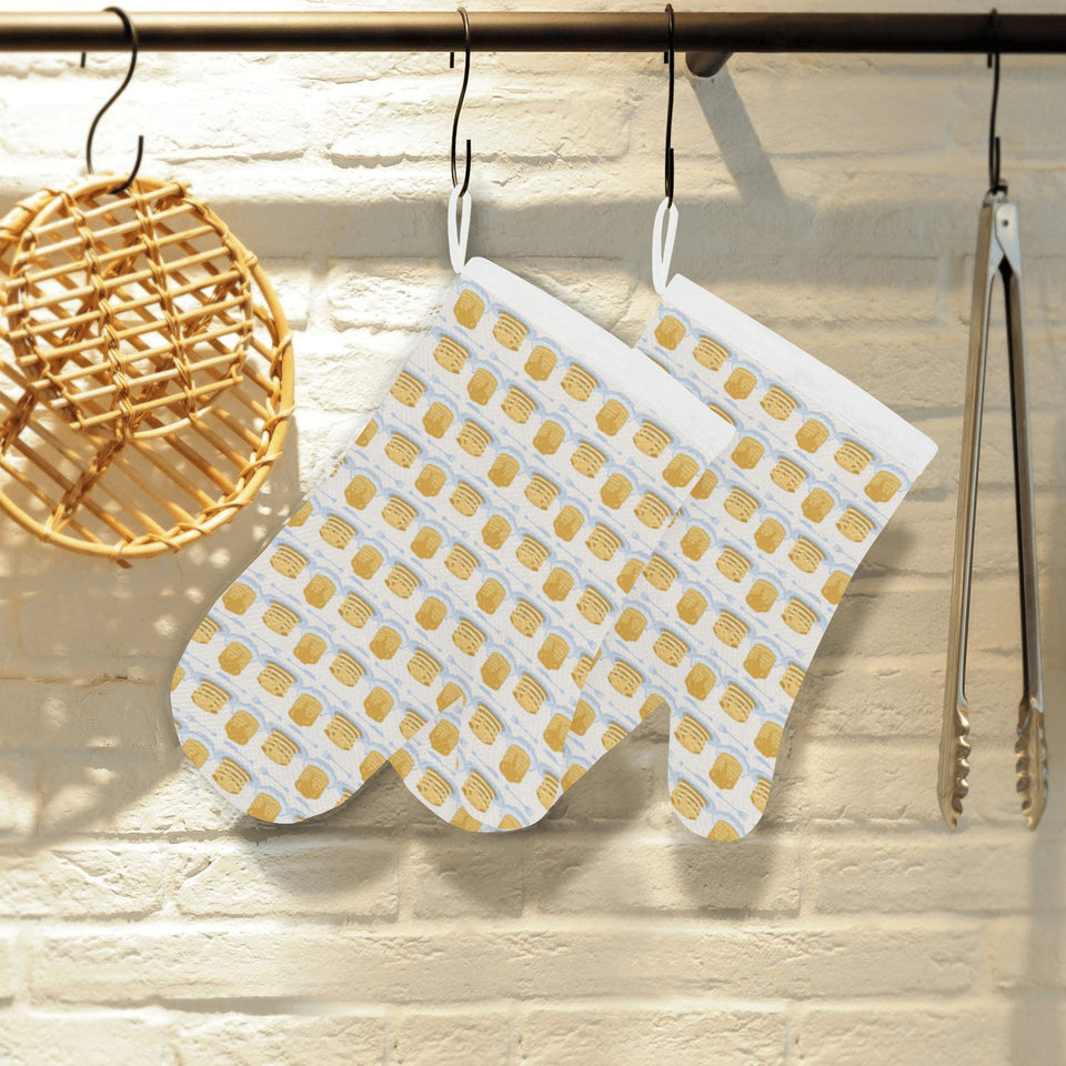 Pancake Pattern Print Design 01 Heat Resistant Oven Mitts