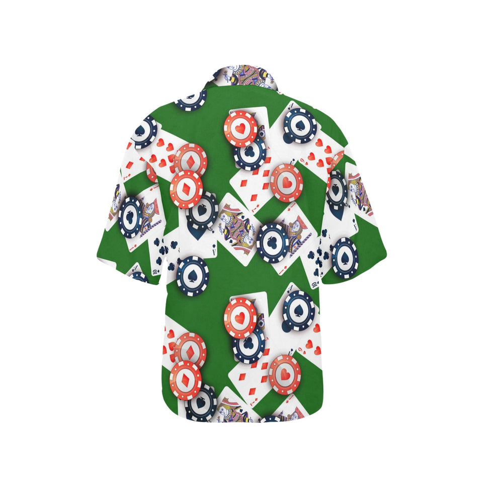 Casino Cards Suits Pattern Print Design 03 Women's All Over Print Hawaiian Shirt