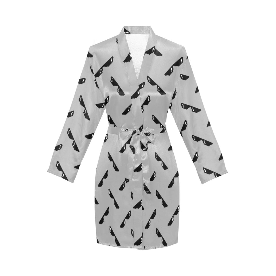 Sun Glasses Pattern Print Design 05 Women's Long Sleeve Belted Night Robe