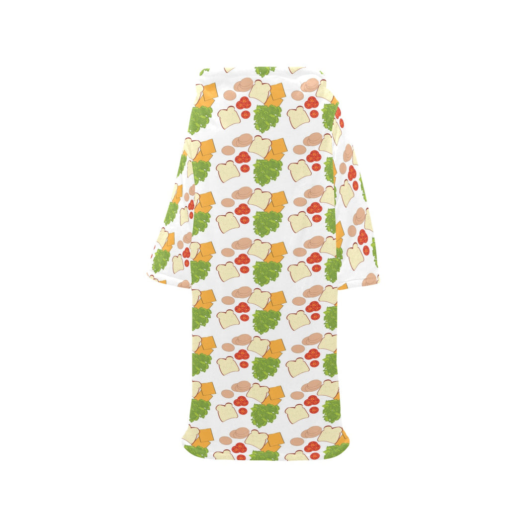 Sandwich Pattern Print Design 02 Blanket Robe with Sleeves