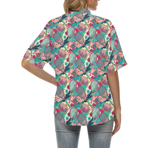 Tennis Pattern Print Design 01 Women's All Over Print Hawaiian Shirt