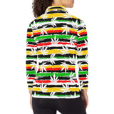 Canabis Marijuana Weed Pattern Print Design 01 Women's Long Sleeve Polo Shirt