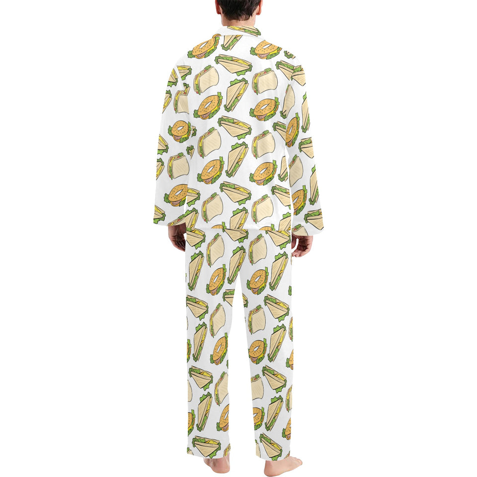 Sandwich Pattern Print Design 05 Men's Long Pajama Set