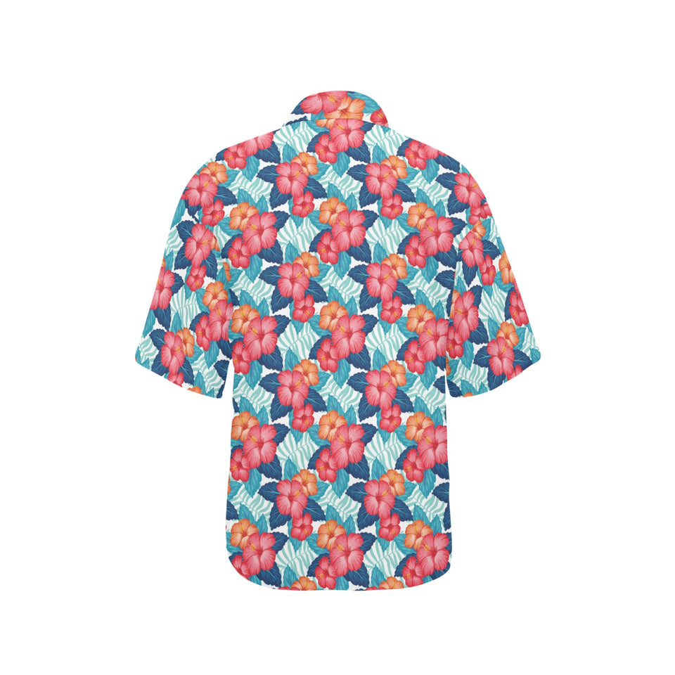 Hibiscus Pattern Print Design 05 Women's All Over Print Hawaiian Shirt