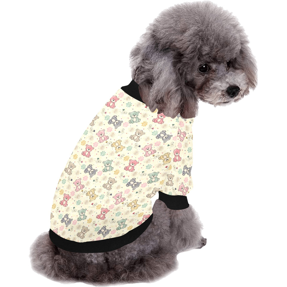 Teddy Bear Pattern Print Design 05 All Over Print Pet Dog Round Neck Fuzzy Shirt