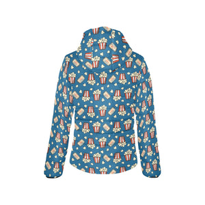 Popcorn Pattern Print Design 03 Women's Padded Hooded Jacket