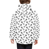 Engine Piston Theme Background Pattern Print Desig Kids' Boys' Girls' Padded Hooded Jacket