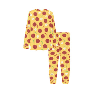 Pizza Salami Mushroom Texture Pattern Kids' Boys' Girls' All Over Print Pajama Set