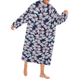 Hibiscus Pattern Print Design 02 Blanket Robe with Sleeves