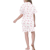 Eiffel Tower Pink Theme Pattern Print Design 05 Kids' Boys' Girls' V-Neck Short Pajama Set