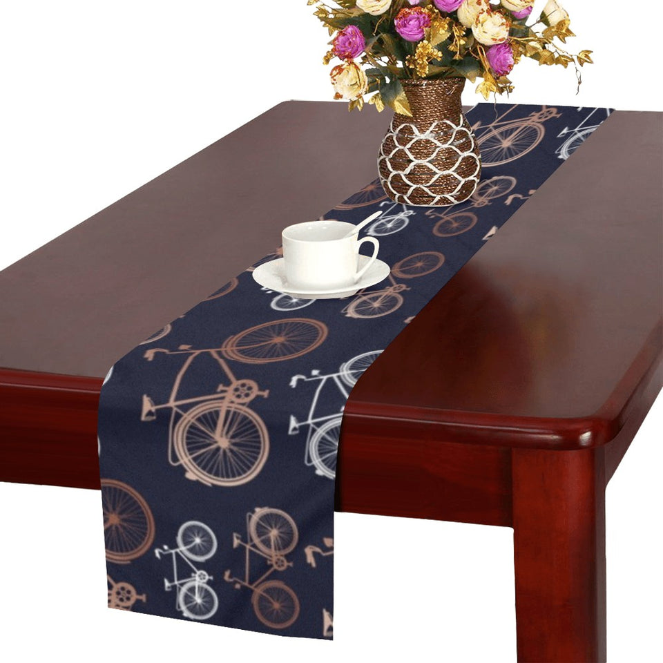 Bicycle Pattern Print Design 01 Table Runner