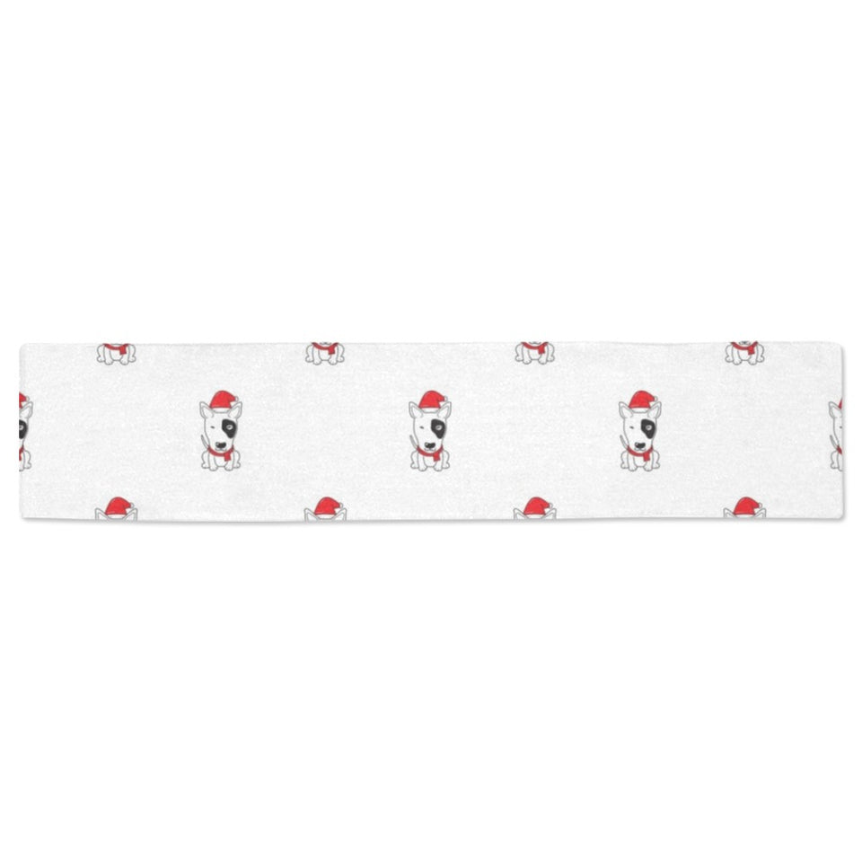 Bull Terrier Pattern Print Design 05 Table Runner