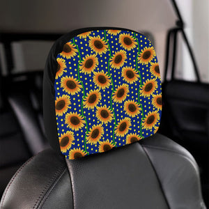 Sunflower Pokka Dot Pattern Car Headrest Cover