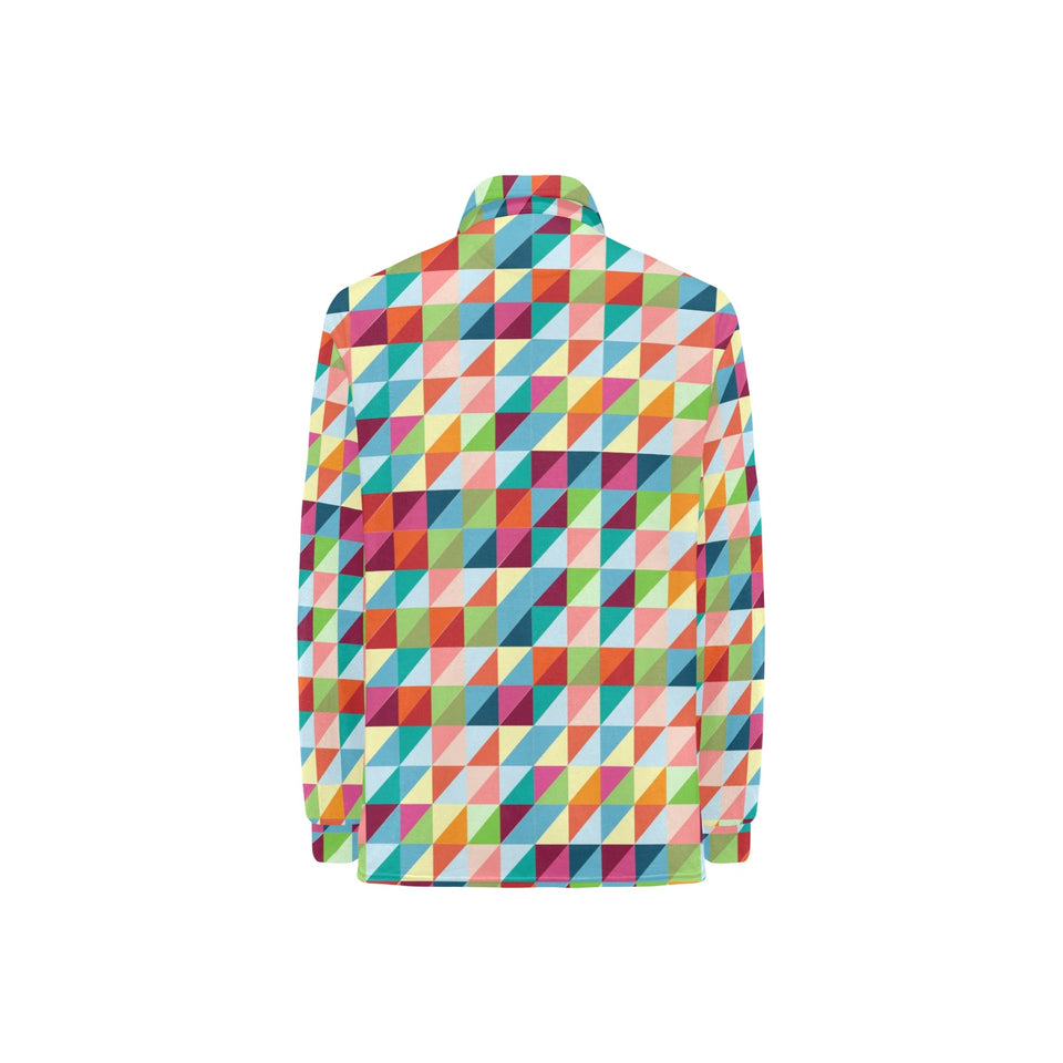 Rainbow Geometric Pattern Women's Long Sleeve Polo Shirt