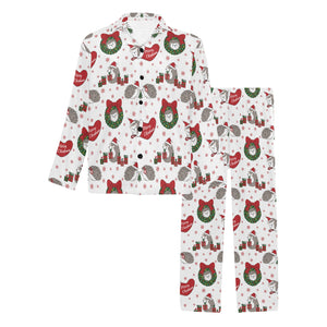 Hedgehog Pattern Print Design 05 Men's Long Pajama Set