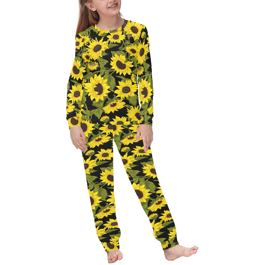 Sunflower Theme Pattern Kids' Boys' Girls' All Over Print Pajama Set