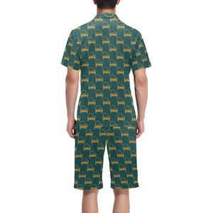 Piano Pattern Print Design 03 Men's V-Neck Short Pajama Set