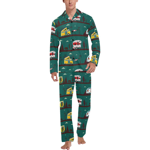 Camper Van Pattern Print Design 03 Men's Long Pajama Set