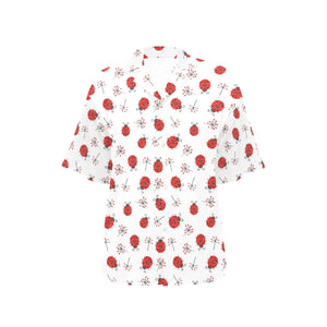 Ladybug Pattern Print Design 04 Women's All Over Print Hawaiian Shirt