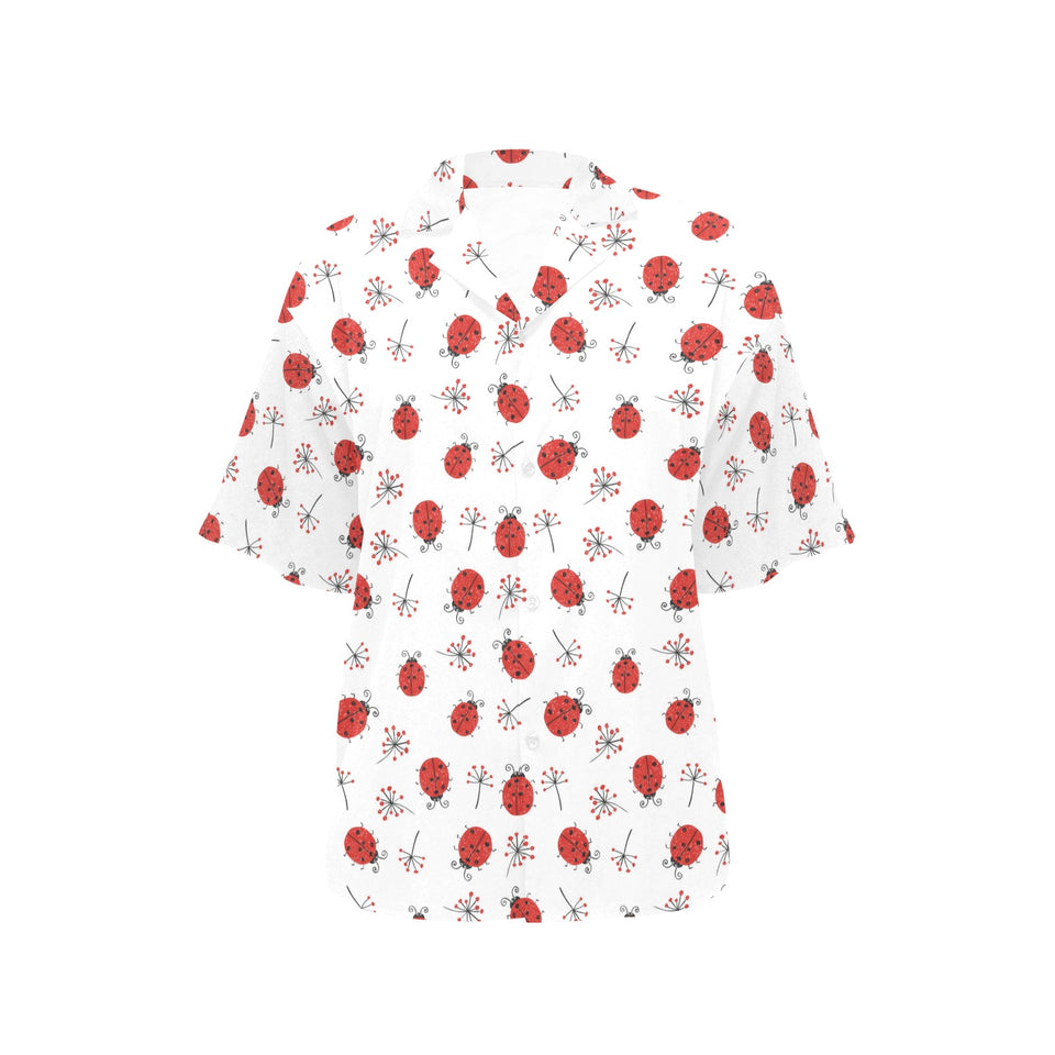 Ladybug Pattern Print Design 04 Women's All Over Print Hawaiian Shirt