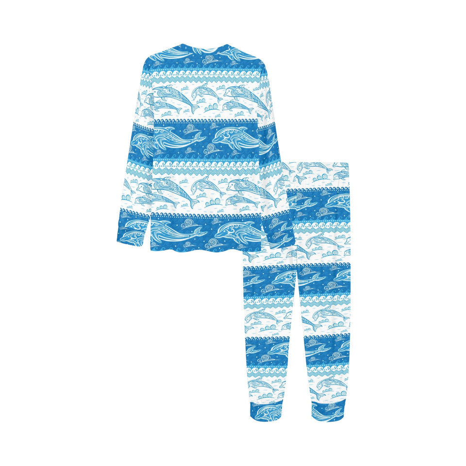 Dolphin Tribal Pattern Ethnic Motifs Kids' Boys' Girls' All Over Print Pajama Set