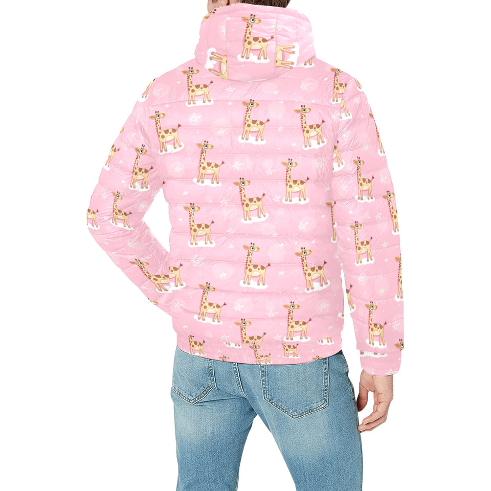 Giraffe Pattern Print Design 01 Men's Padded Hooded Jacket(ModelH42)