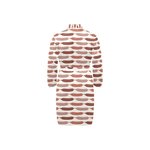 Sausage Pattern Print Design 02 Men's Long Sleeve Belted Night Robe