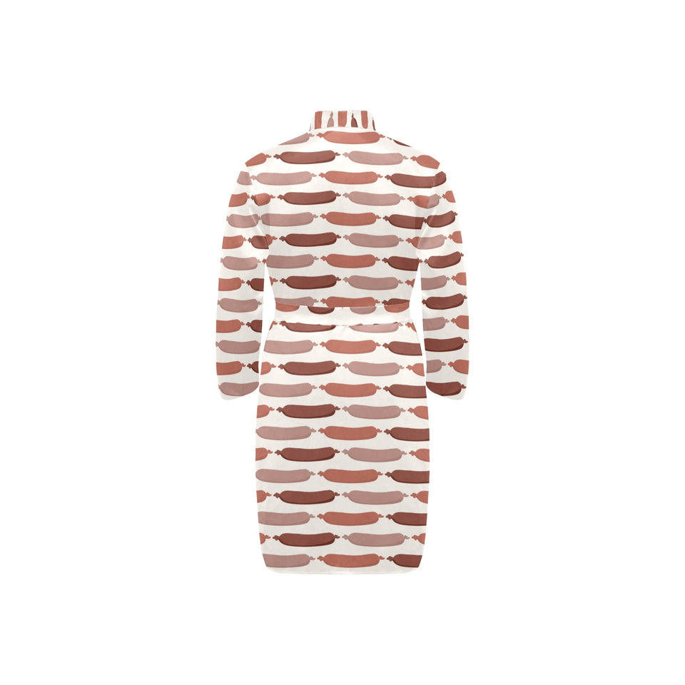 Sausage Pattern Print Design 02 Men's Long Sleeve Belted Night Robe