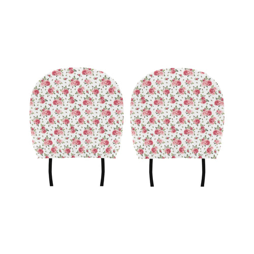 Rose Pattern Print Design 02 Car Headrest Cover